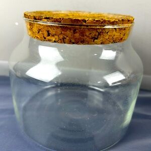 Vintage Clear Glass Jar Container with Cork Lid Kitchen Storage Bottle
